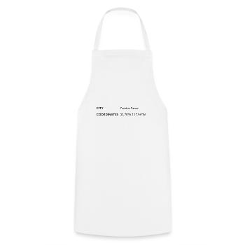 Garden Grove, California, USA coordinates - Cooking Apron - white - Front - AI Model Male 185 dark (185cm)