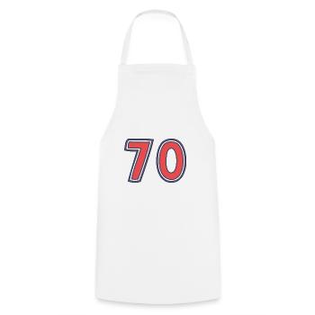 70. 70 YEARS. 70TH ANNIVERSARY. 70TH ANNIVERSARY. - Cooking Apron - white - Front - AI Model Male 185 dark (185cm)