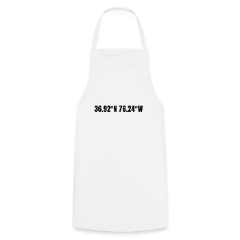 Norfolk, Virginia, USA Coordinates - Cooking Apron - white - Front - AI Model Male 185 dark (185cm)