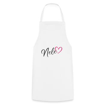 Nele Name Vorname Herz Pink - Kochschürze - Weiß - Vorne - AI Model Male 185 dark (185cm)
