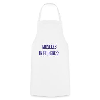 Muscles en progression - Tablier de cuisine - blanc - Devant - AI Model Male 185 dark (185cm)