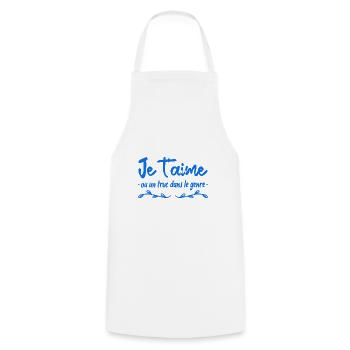 je t aime ou un truc dans le genre - Tablier de cuisine - blanc - Devant - AI Model Male 185 dark (185cm)