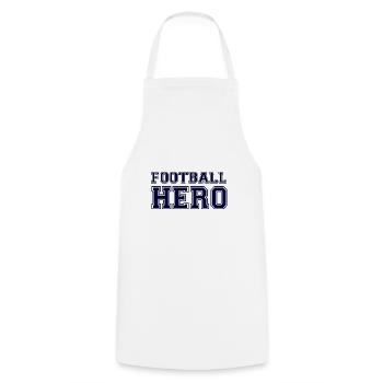 Football Hero - Blue Text. - Cooking Apron - white - Front - AI Model Male 185 dark (185cm)
