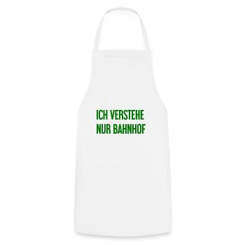 I only understand train station - Cooking Apron - white - Front - AI Model Male 185 dark (185cm)