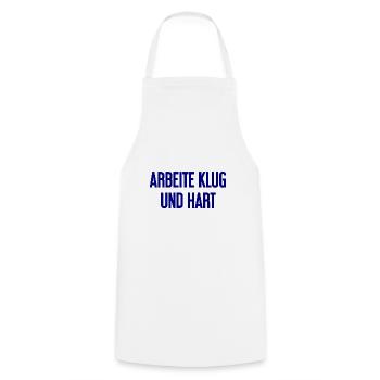 Arbeite Klug Und Hart – Erfolgs-Motto für Macher - Kochschürze - Weiß - Vorne - AI Model Male 185 dark (185cm)