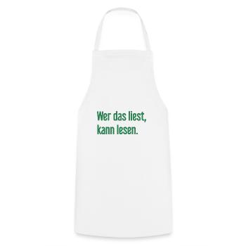Wer das liest, kann lesen. - Kochschürze - Weiß - Vorne - AI Model Male 185 dark (185cm)