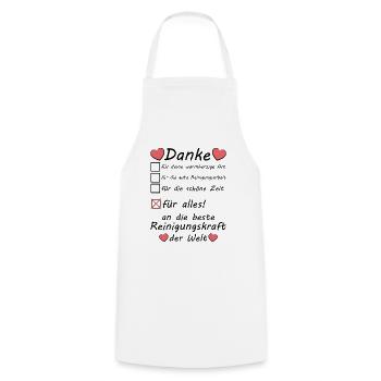Danke Dankeschön an Reinigungskraft im Hotel - Kochschürze - Weiß - Vorne - AI Model Male 185 dark (185cm)