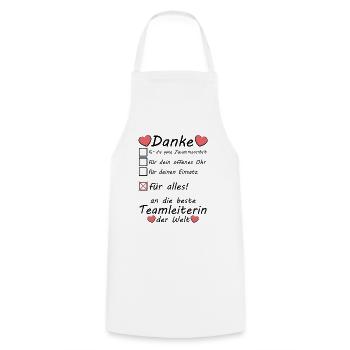 Teamleiterin Teamleitung Abschiedsgeschenk Danke - Kochschürze - Weiß - Vorne - AI Model Male 185 dark (185cm)
