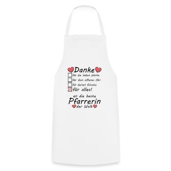 Danke Dankeschön an Pfarrerin für Kommunion - Kochschürze - Weiß - Vorne - AI Model Male 185 dark (185cm)