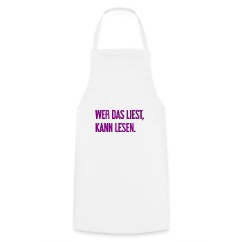 If you read this, you can read. - Cooking Apron - white - Front - AI Model Male 185 dark (185cm)