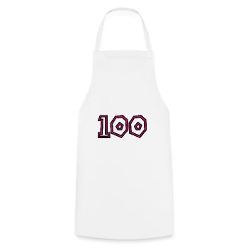 100. 100 JAHRE. 100-JÄHRIGES JUBILÄUM. GEBURTSTAG 1001 - Kochschürze - Weiß - Vorne - AI Model Male 185 dark (185cm)