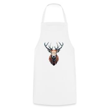 Cerf - élégant, moderne, abstrait - art du cerf - Tablier de cuisine - blanc - Devant - AI Model Male 185 dark (185cm)