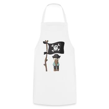 Pirat - Kochschürze - Weiß - Vorne - AI Model Male 185 dark (185cm)