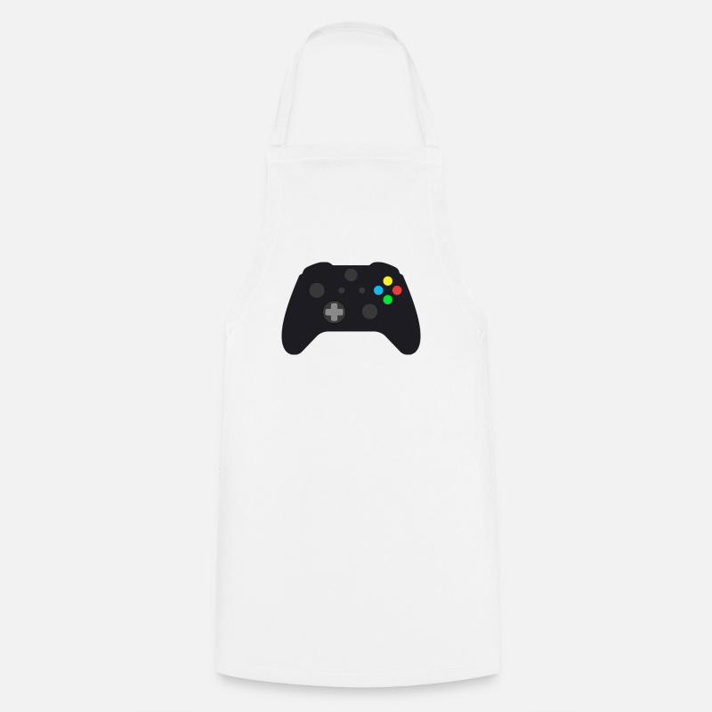 Dark Gamepad Neon Buttons - Cooking Apron - white