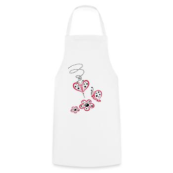 Fleurs et papillons, style coccinelle. - Tablier de cuisine - blanc - Devant - AI Model Male 185 dark (185cm)