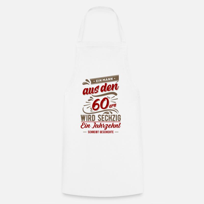 60 Birthday - 60s Man Gift - Cooking Apron - white