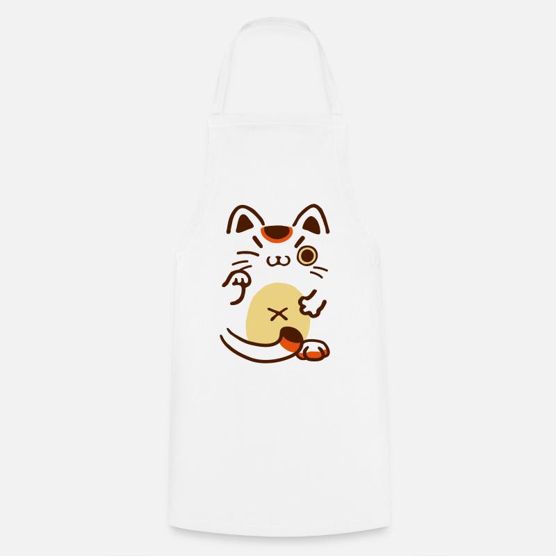 Maneki Neko - Cooking Apron - white
