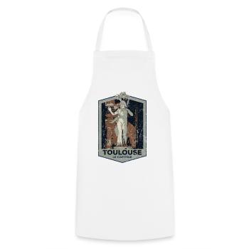 Retro badge, Toulouse France is my hometown - Cooking Apron - white - Front - AI Model Male 185 dark (185cm)