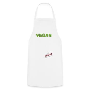 Vegan - weil mir Gewalt nicht schmeckt - Kochschürze - Weiß - Vorne - AI Model Male 185 dark (185cm)