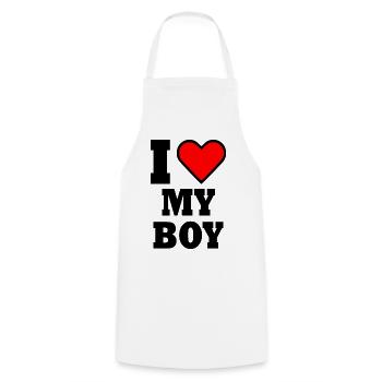 I love my boy - Cooking Apron - white - Front - AI Model Male 185 dark (185cm)