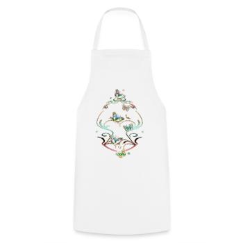 Papillons Vrilles Ornements Motifs - Tablier de cuisine - blanc - Devant - AI Model Male 185 dark (185cm)