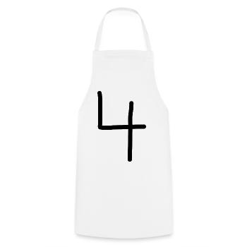 4 Numéro quatre numéro noir anniversaire - Tablier de cuisine - blanc - Devant - AI Model Male 185 dark (185cm)