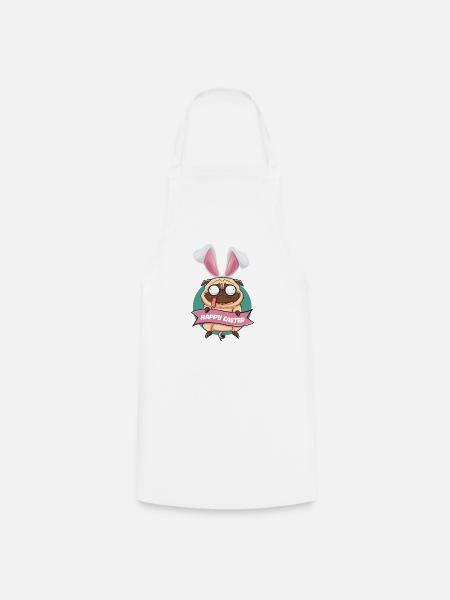 Frohe Ostern - Mops mit Hasenohren - Kochschürze - Weiß