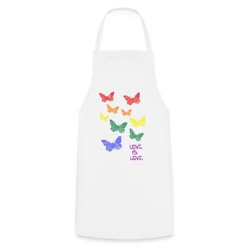 lgbtq, butterflies, love is love - Kochschürze - Weiß - Vorne - AI Model Male 185 dark (185cm)