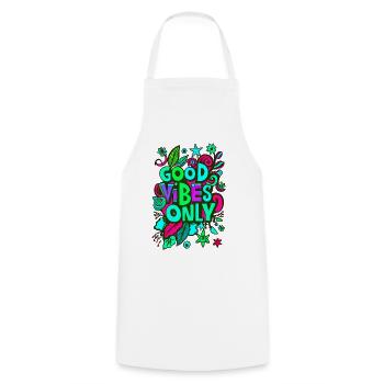 bonnes vibrations seulement - Tablier de cuisine - blanc - Devant - AI Model Male 185 dark (185cm)