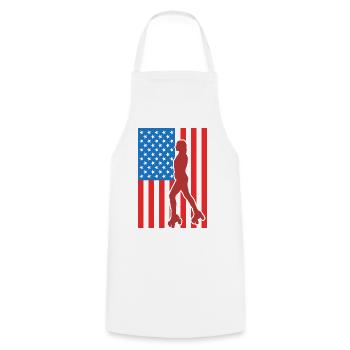 Roller Skating USA Flag - Cooking Apron - white - Front - AI Model Male 185 dark (185cm)