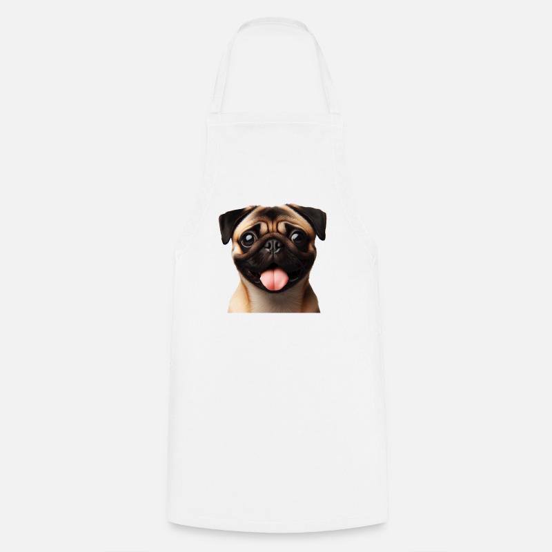 A happy pug - Cooking Apron - white