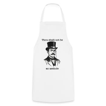 Gentleman's saying: Thou shalt not be an asshole - Cooking Apron - white - Front - AI Model Male 185 dark (185cm)