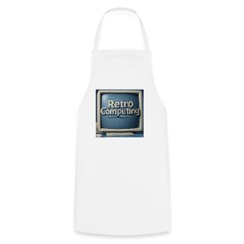 Retro Computer Graphics on Blue Background - Cooking Apron - white - Front - AI Model Male 185 dark (185cm)