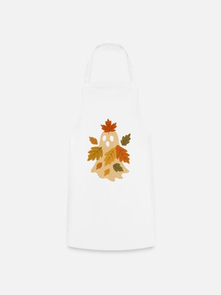 Herbstgeist mit Blättern - Kochschürze - Weiß