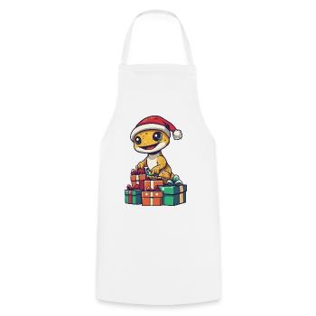 Cadeaux de Noël Gecko Lézard - Tablier de cuisine - blanc - Devant - AI Model Male 185 dark (185cm)