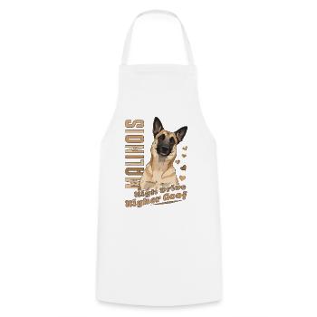 Belgischer Malinois High Drive Higher Goof - Kochschürze - Weiß - Vorne - AI Model Male 185 dark (185cm)