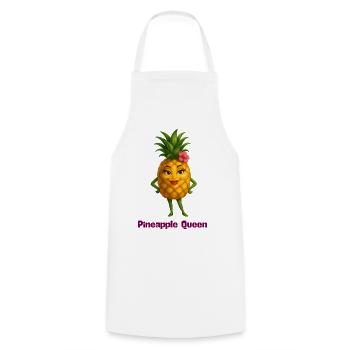 Figurine tropicale de la Reine de l’Ananas - Tablier de cuisine - blanc - Devant - AI Model Male 185 dark (185cm)