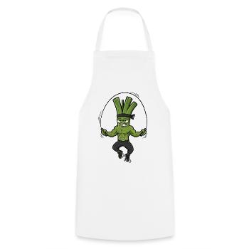 Fitness Jumping Rope Leek Onion Lover Sport - Cooking Apron - white - Front - AI Model Male 185 dark (185cm)