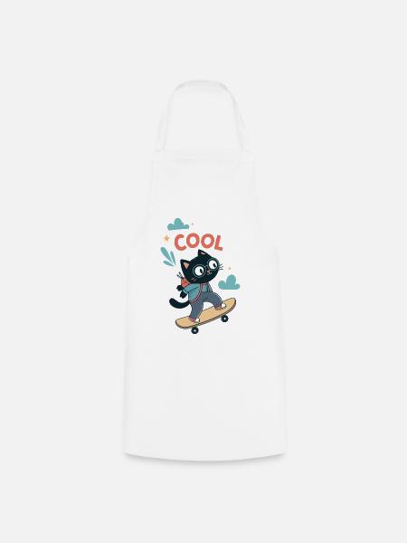 Skater Cat - Kochschürze - Weiß