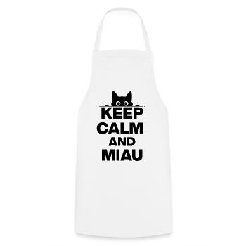 KEEP CALM AND MIAU! KATZENLIEBHABER CATLOVER black - Kochschürze - Weiß - Vorne - AI Model Male 185 dark (185cm)
