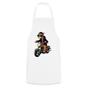 Motorrad Giraffen - Kochschürze - Weiß - Vorne - AI Model Male 185 dark (185cm)