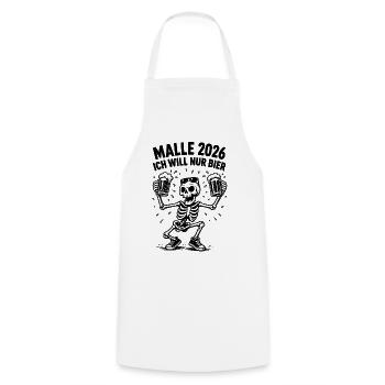 Malle 2026 Ich will nur Bier - Kochschürze - Weiß - Vorne - AI Model Male 185 dark (185cm)