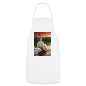 Pearl Swan in Sunset - Cooking Apron - white - Front - AI Model Male 185 dark (185cm)
