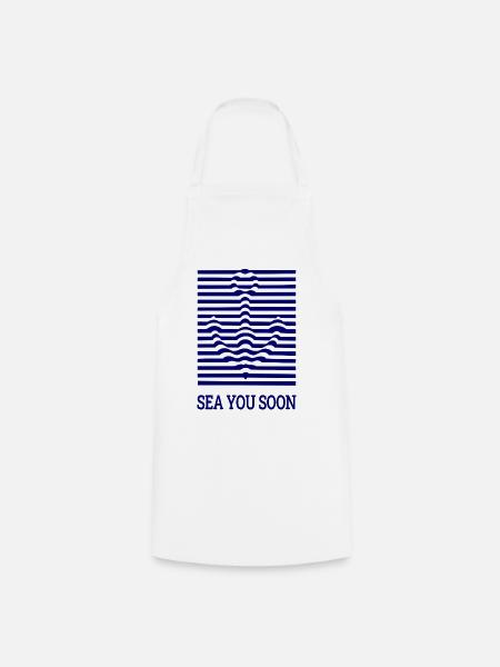 SEA YOU SOON – maritimer Anker - Kochschürze - Weiß