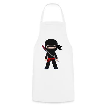 Ninja Cartoon mit Schwert - Kochschürze - Weiß - Vorne - AI Model Male 185 dark (185cm)