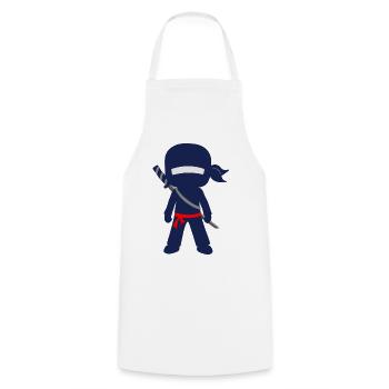 Ninja mit Schwert und Bandana - Kochschürze - Weiß - Vorne - AI Model Male 185 dark (185cm)