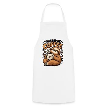 Powered by Coffee Faultier – Lustiges Kaffee Desig - Kochschürze - Weiß - Vorne - AI Model Male 185 dark (185cm)