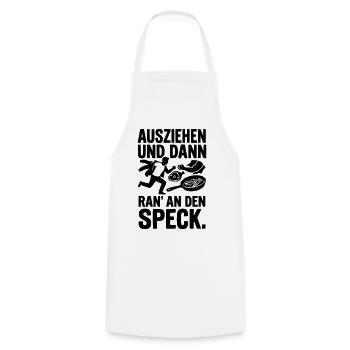 ausziehen ran an den speck - Kochschürze - Weiß - Vorne - AI Model Male 185 dark (185cm)