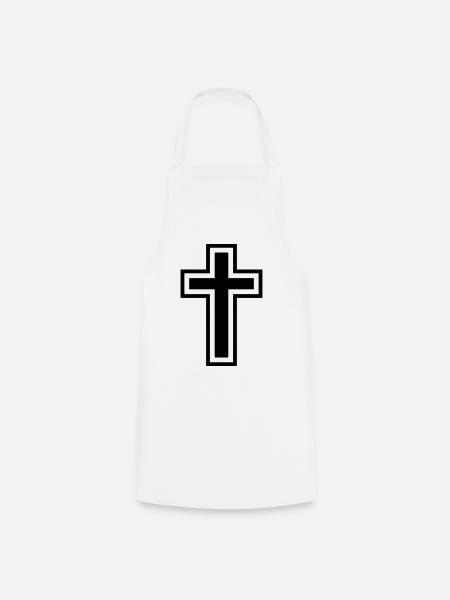 Christliches Kreuz - Förkläde - vit