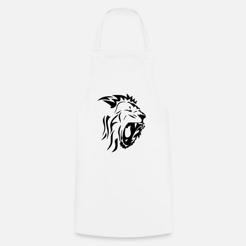 tribal lion gueule rugit3 - Tablier de cuisine - blanc